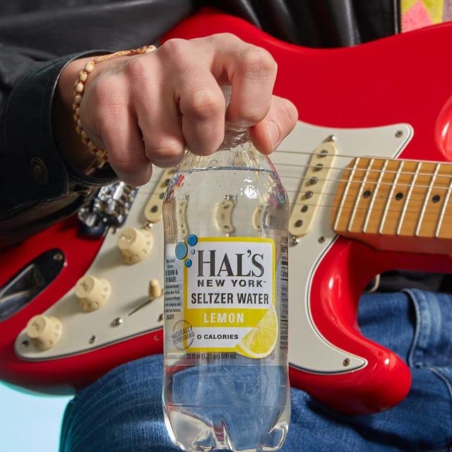 Hal's New York Seltzer Sparkling Water - Lemon Flavor, Zero Sugar, Zero Calorie, Zero Carb, 20 Fl Oz (Pack of 12) | Refreshing Carbonated Beverage for Parties, Picnics & Healthy Hydration