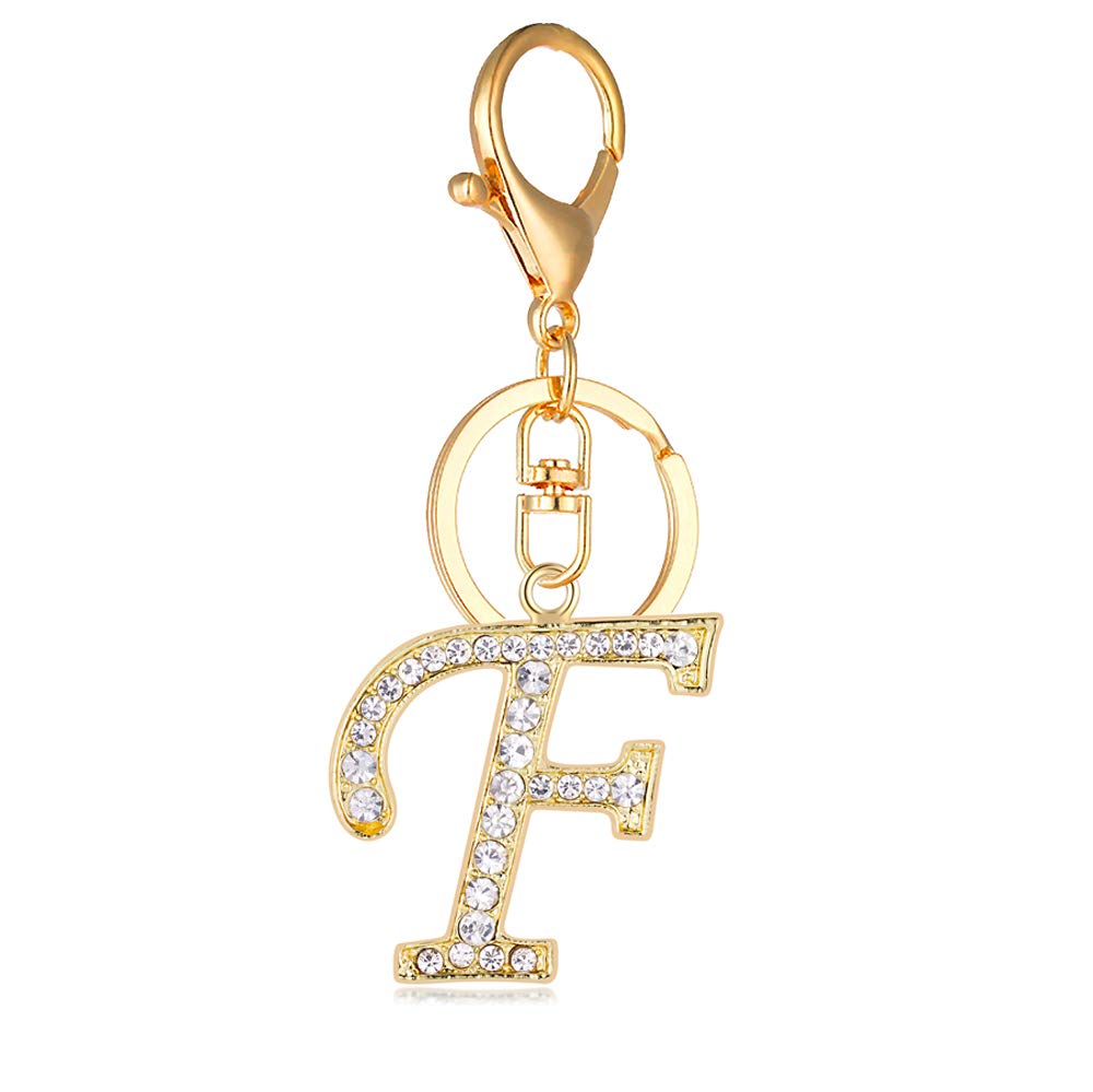 Reizteko Crystal Alphabet Initial Letter Keychain for Women - Elegant Handbag Charm with Key Ring (Letter F) - Perfect Gift for Birthdays, Anniversaries & Everyday Carry