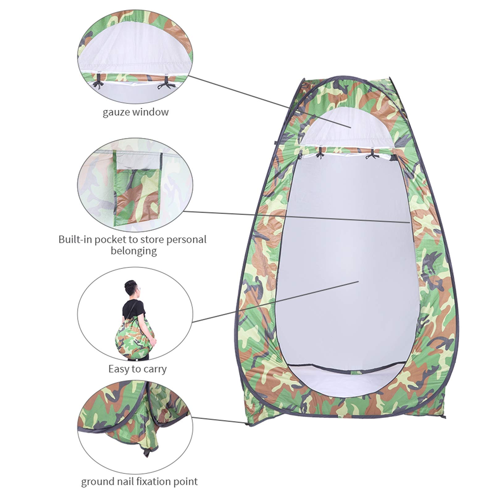 Portable Pop Up Privacy Shower Tent - Lightweight Outdoor Changing Room & Camp Toilet Shelter with Carry Bag | Instant Setup for Camping, Beach, Patio & Emergency Use | Sun & Rain Protection