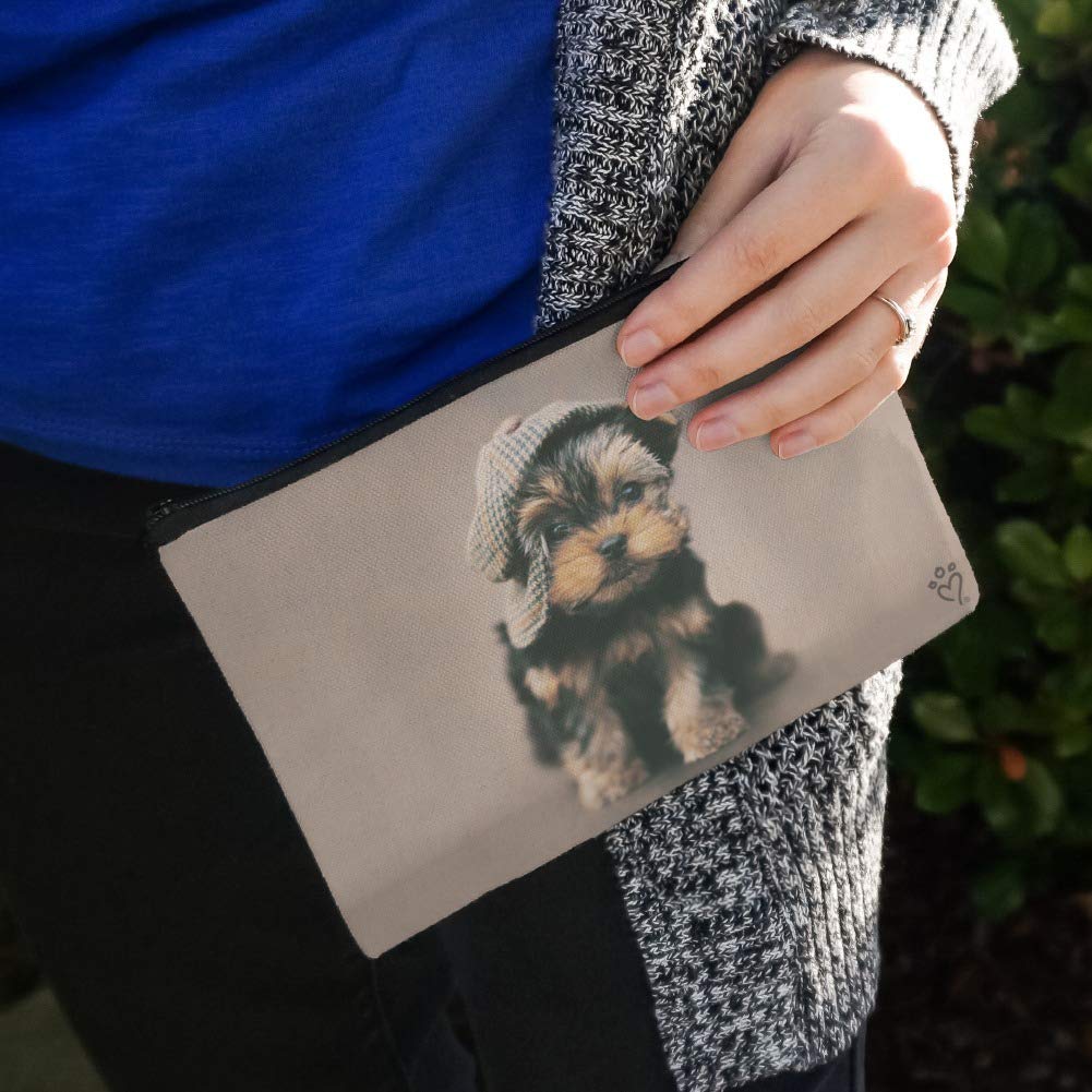 Yorkie Yorkshire Terrier Dog Hat - Stylish Dapper Cap for Small Dogs | Pet Costume Accessory for Parties & Photo Shoots | Cute Cosmetic Bag Organizer Pouch for Makeup & Travel