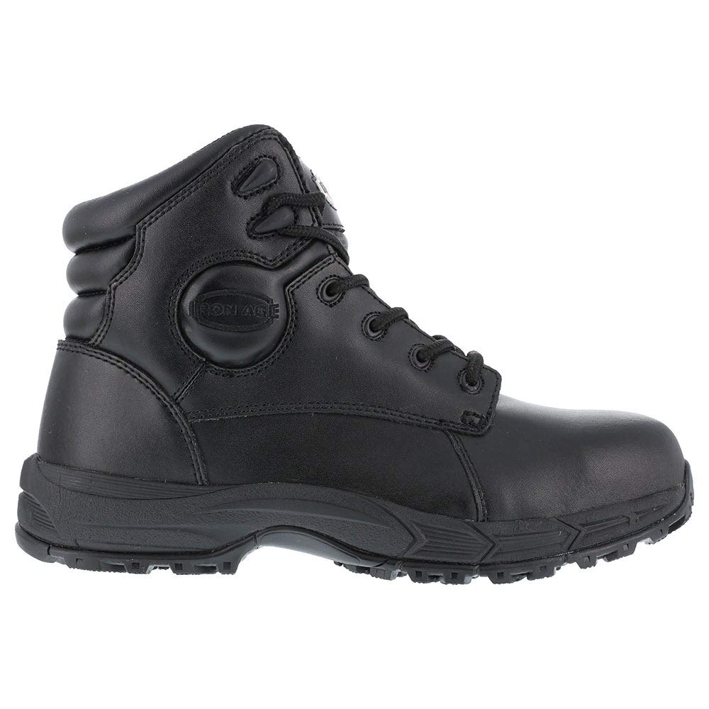 Iron Age Men's Electrical Hazard Work Safety Shoes - Black Steel Toe, Slip Resistant, Comfortable for Construction & Industrial Use