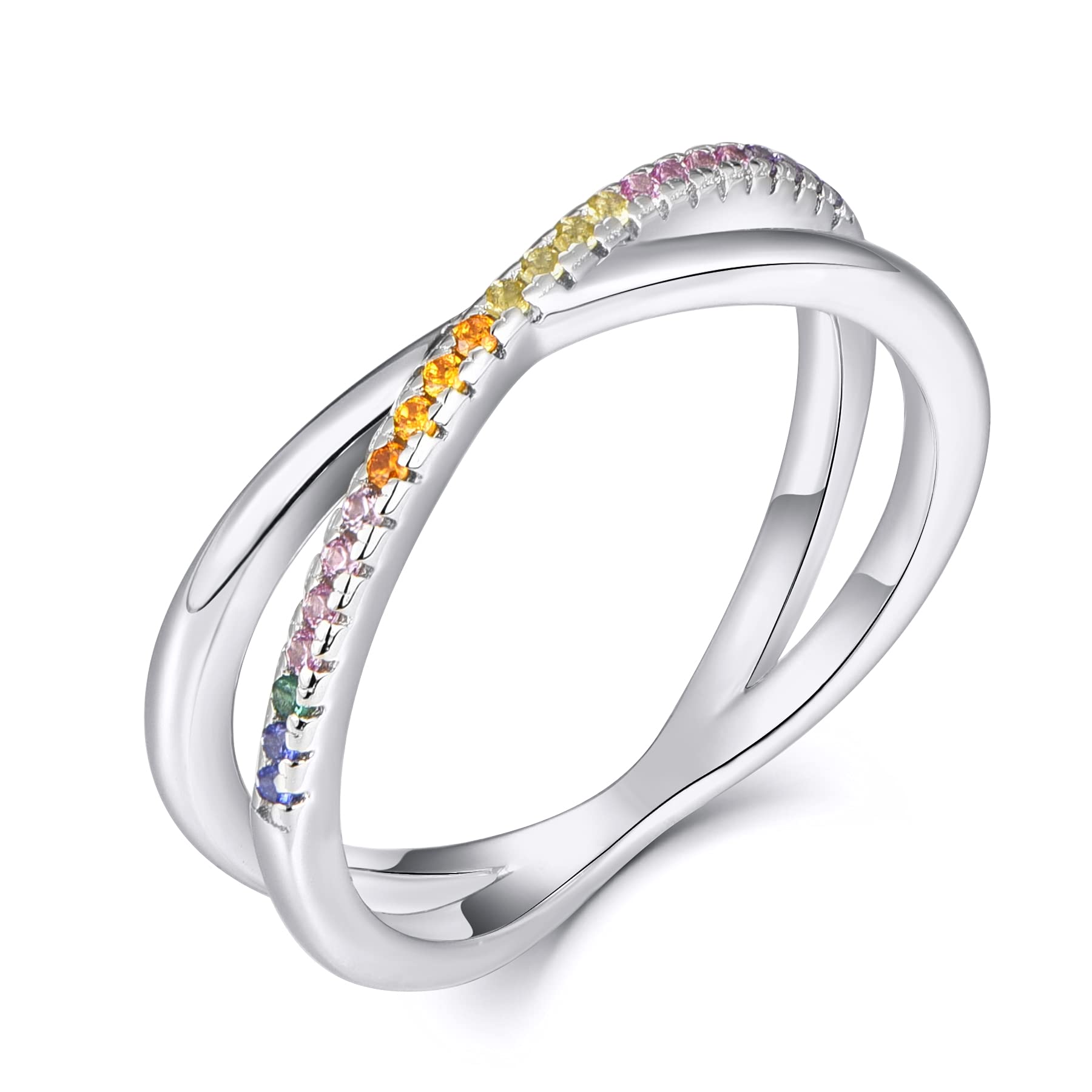 STARCHENIE Sterling Silver Criss Cross Wrap Ring for Women - Cubic Zirconia Wedding Band, Stackable Fashion Jewelry - Perfect for Date Night, Anniversary Gifts & Everyday Wear