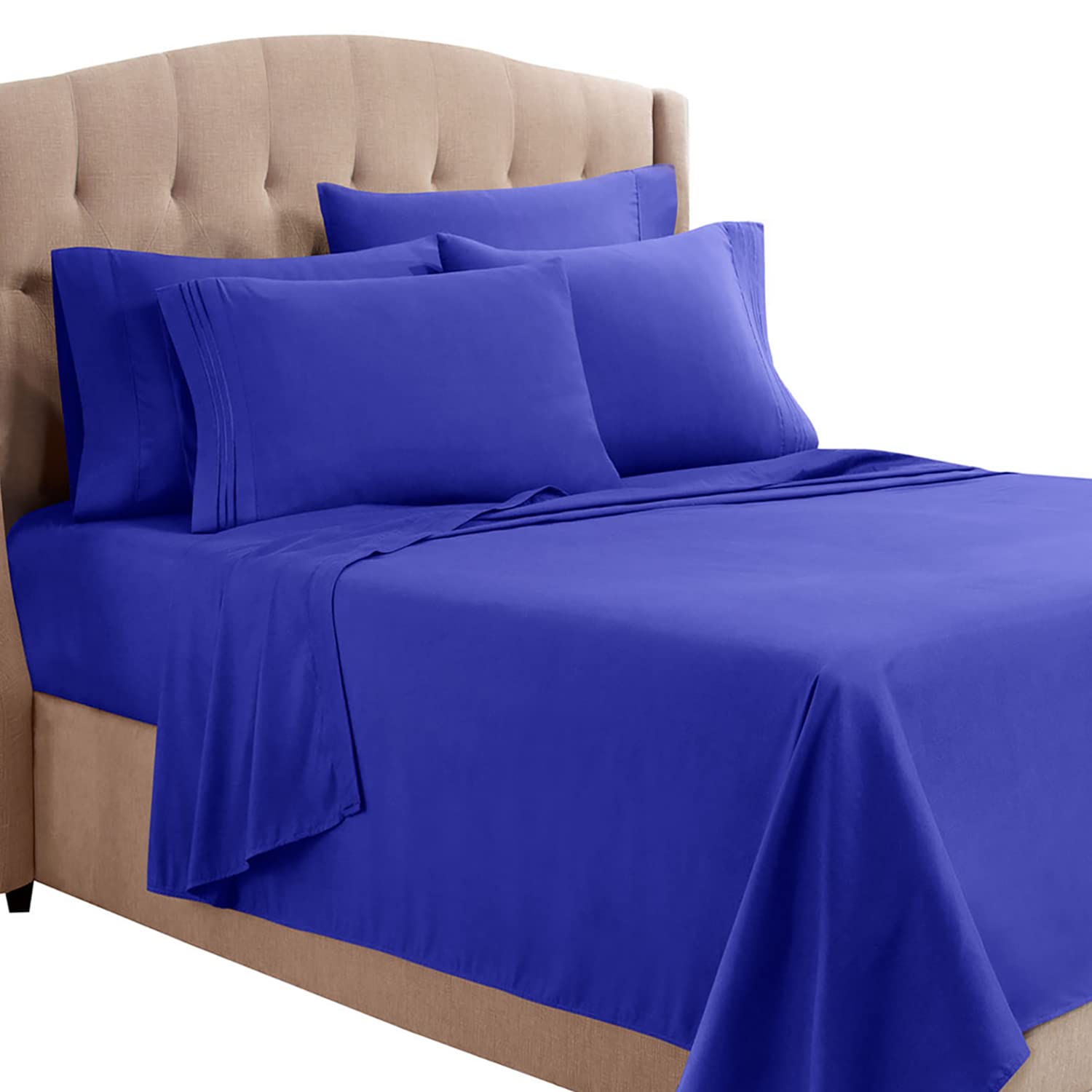 Premium 1800 Thread Count Clara Clark Bed Sheet Set - Twin Size Deep Pocket Fitted Sheet with Extra Pillowcases | Ultra Soft Luxury Bedding in Royal Blue | Perfect for Guest Rooms, Dorms & Cozy Sleep