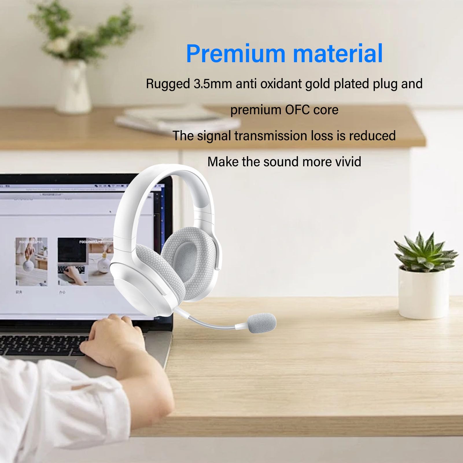 Barracuda X Wireless Gaming Headset Replacement Boom Mic - Detachable 3.5mm Noise Cancelling Microphone with Clear Voice Capture | Perfect for Gaming, Streaming & Online Meetings (White)