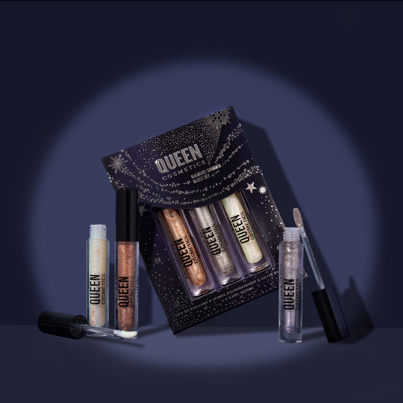 Diamond Shimmer Lip Gloss Trio Set - Long Lasting, Non-Sticky, Hydrating Lip Gloss for Women - Perfect for Parties, Date Nights, and Everyday Wear