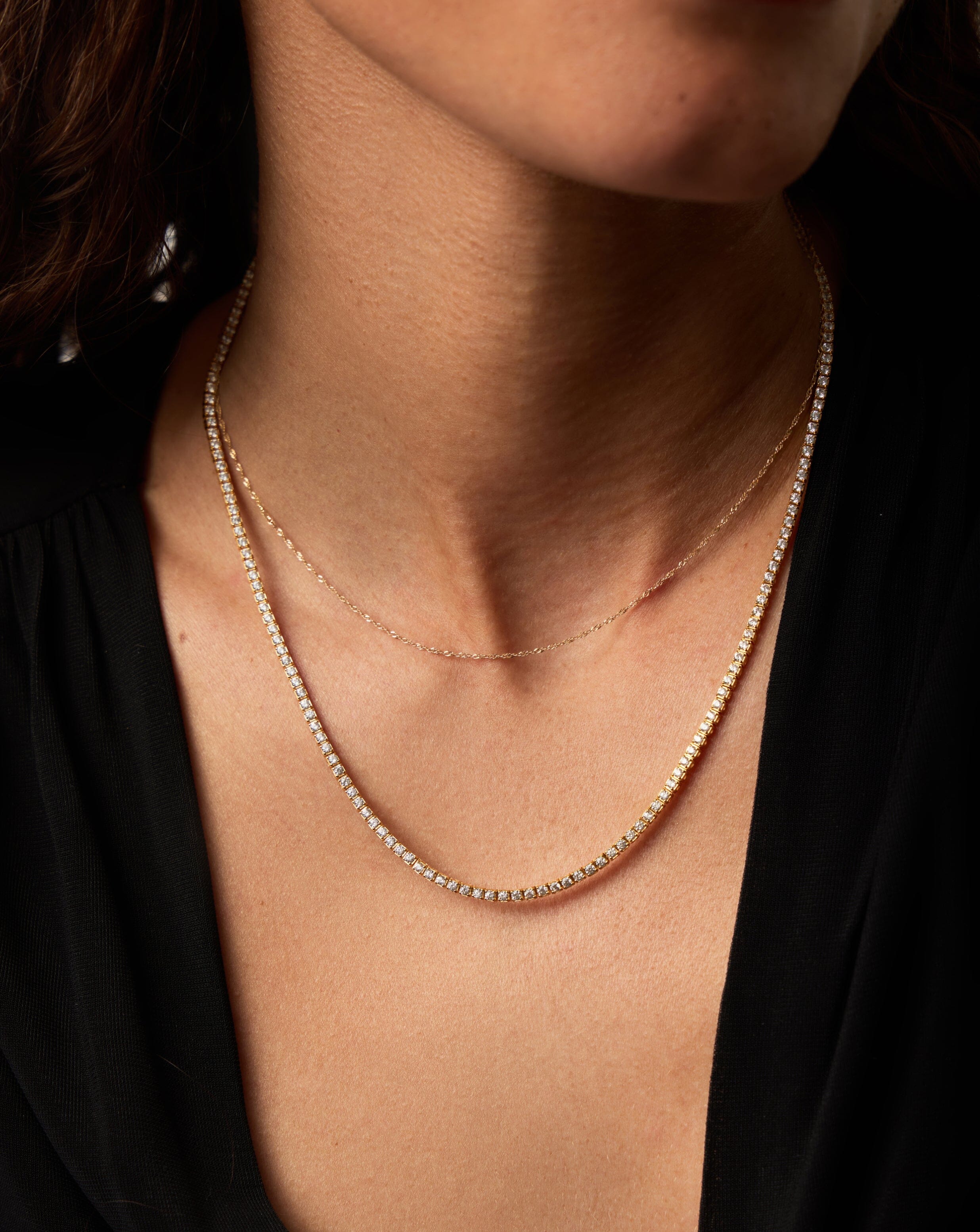 14K Solid Gold Diamond Tennis Necklace for Women - Elegant Everyday & Special Occasion Jewelry Gift