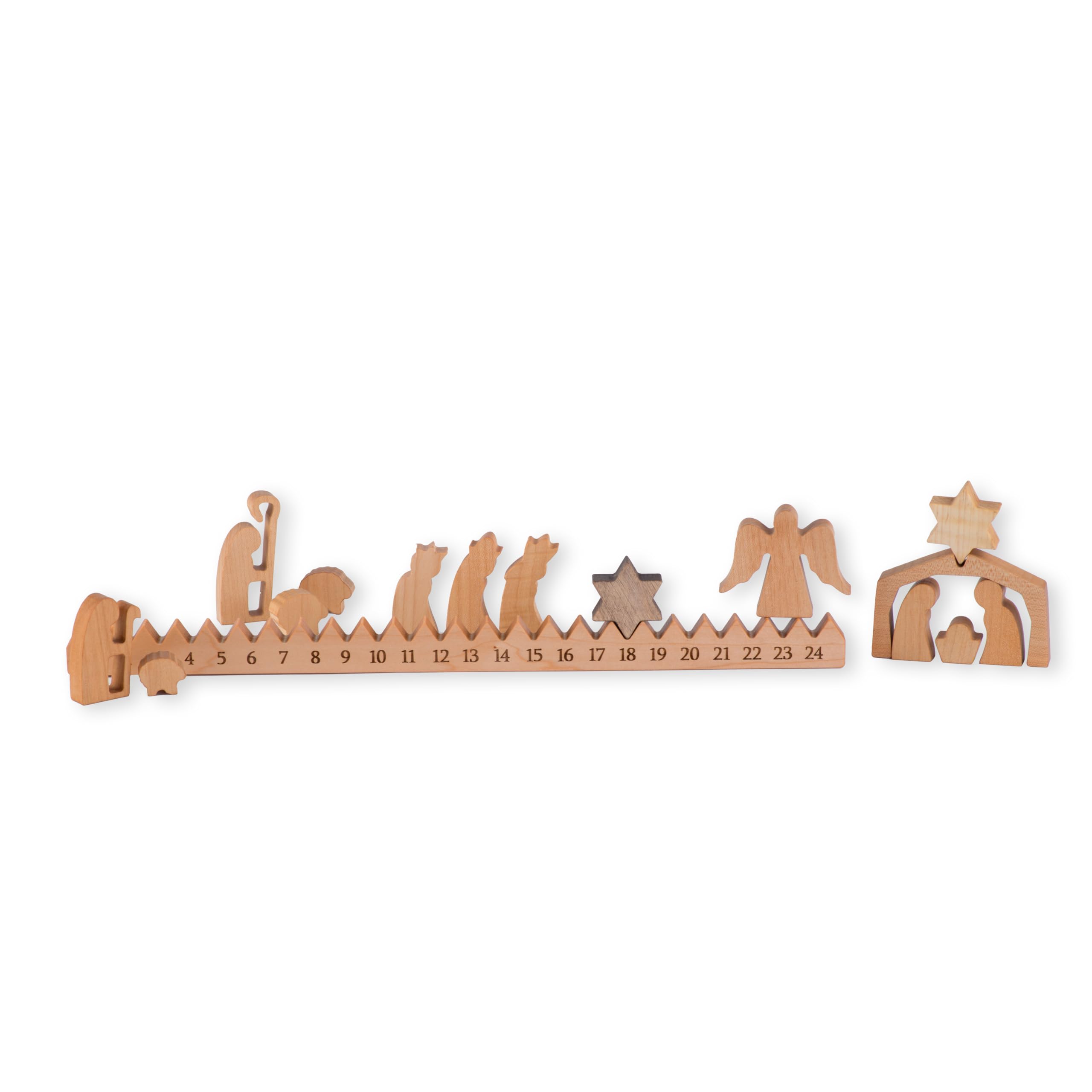 Wooden Advent Calendar for Adults & Kids - Nativity Scene Christmas Countdown Calendar with 24 Drawers - Holiday Home Decor, Christmas Tree Ornaments, Nursery Room Decoration for Family Traditions & Gift Giving