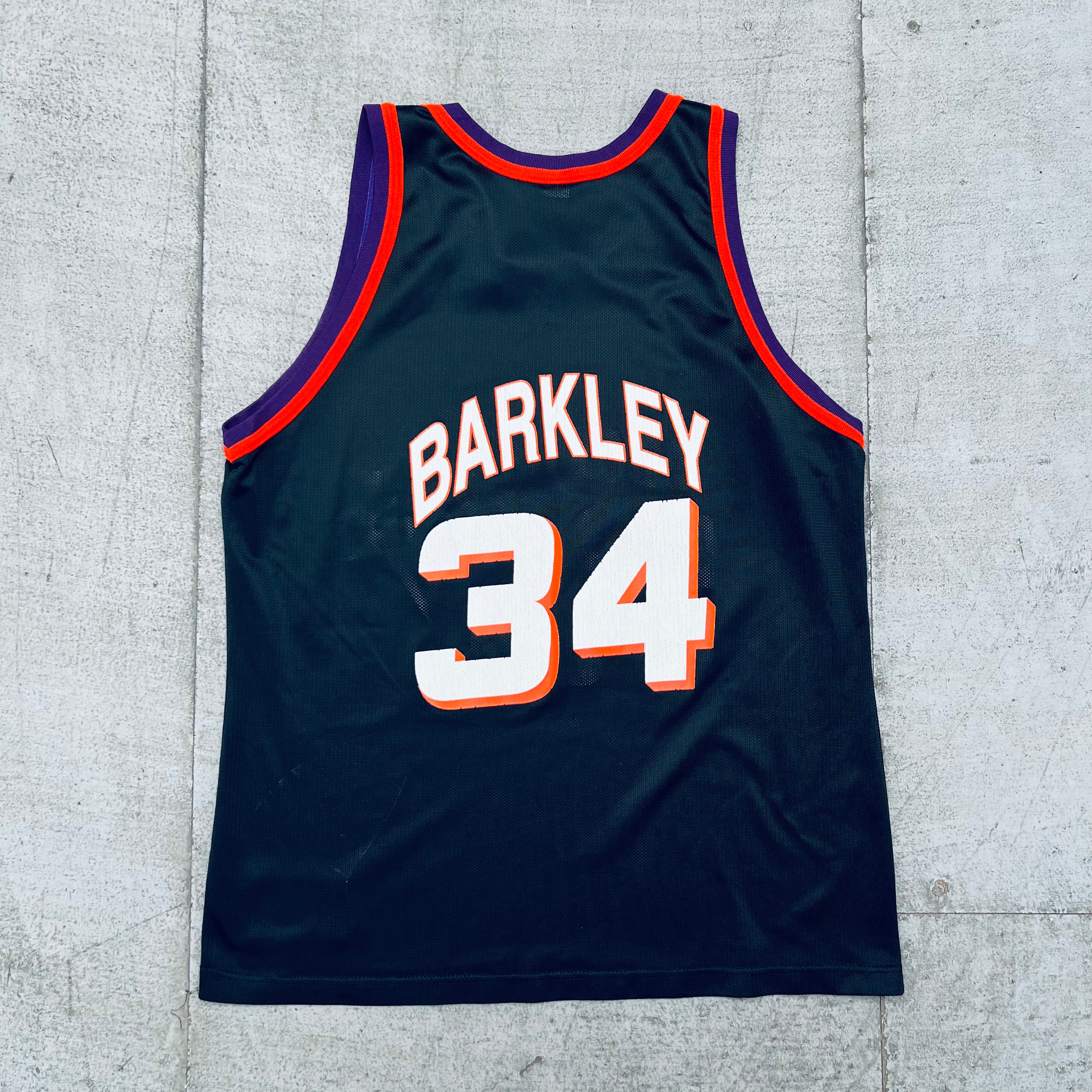 Phoenix Suns Charles Barkley 1995-96 Blackout Champion Jersey Size L - Vintage NBA Basketball Jersey for Fans, Collectors & Retro Sports Fashion