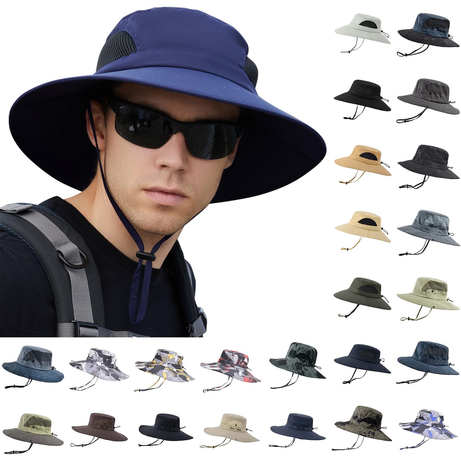 Breathable Wide Brim Boonie Hat - UPF 50+ Sun Protection, Waterproof & Mesh Design for Outdoor Activities - Perfect for Travel, Fishing, Hiking, and Beach Adventures