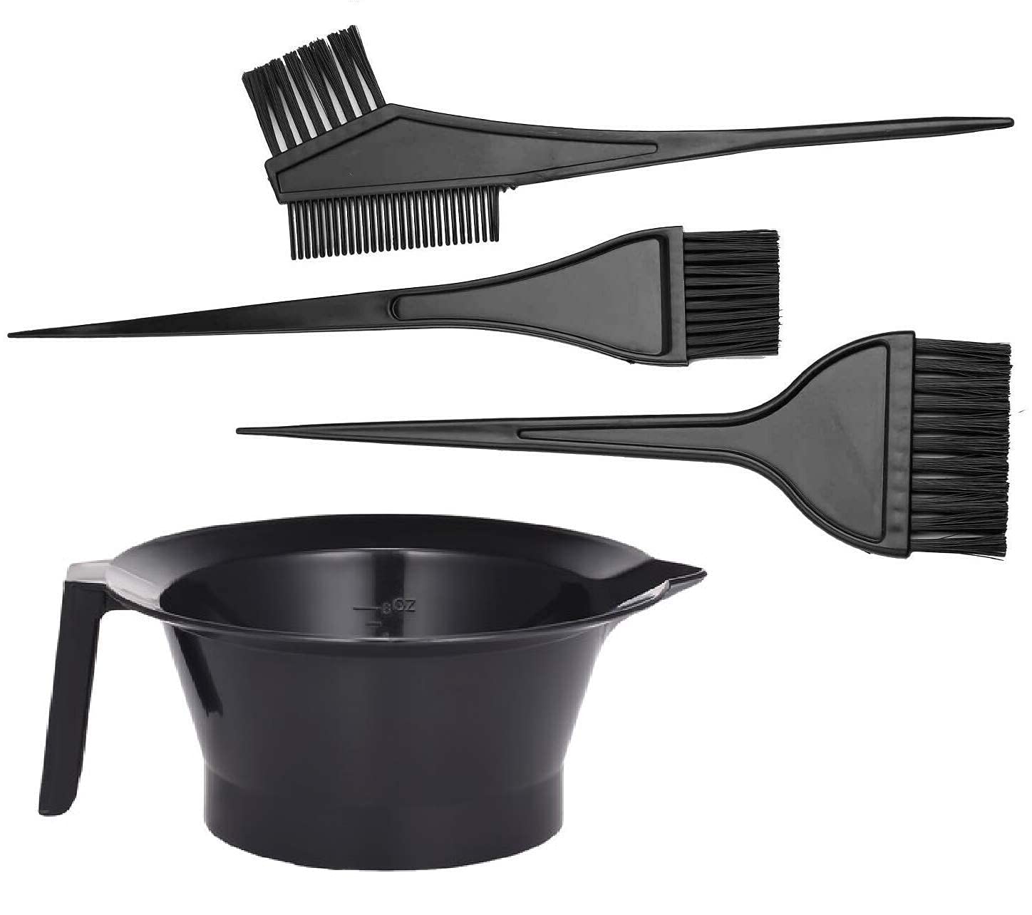 CRIYALE 4-Piece Hair Dye Brush and Bowl Set for Women & Men - Professional Salon Hair Coloring Kit with 3 Brushes & Mixing Bowl (Black) - Perfect for At-Home Hair Coloring, DIY Highlights, and Salon Styling