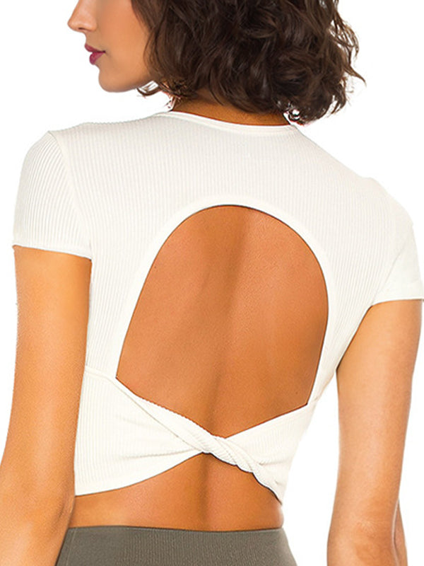 ZASUWA Women's Sexy Hollow Out Round Neck Short Sleeve T-Shirt - Perfect for Date Night, Club Wear & Summer Fashion