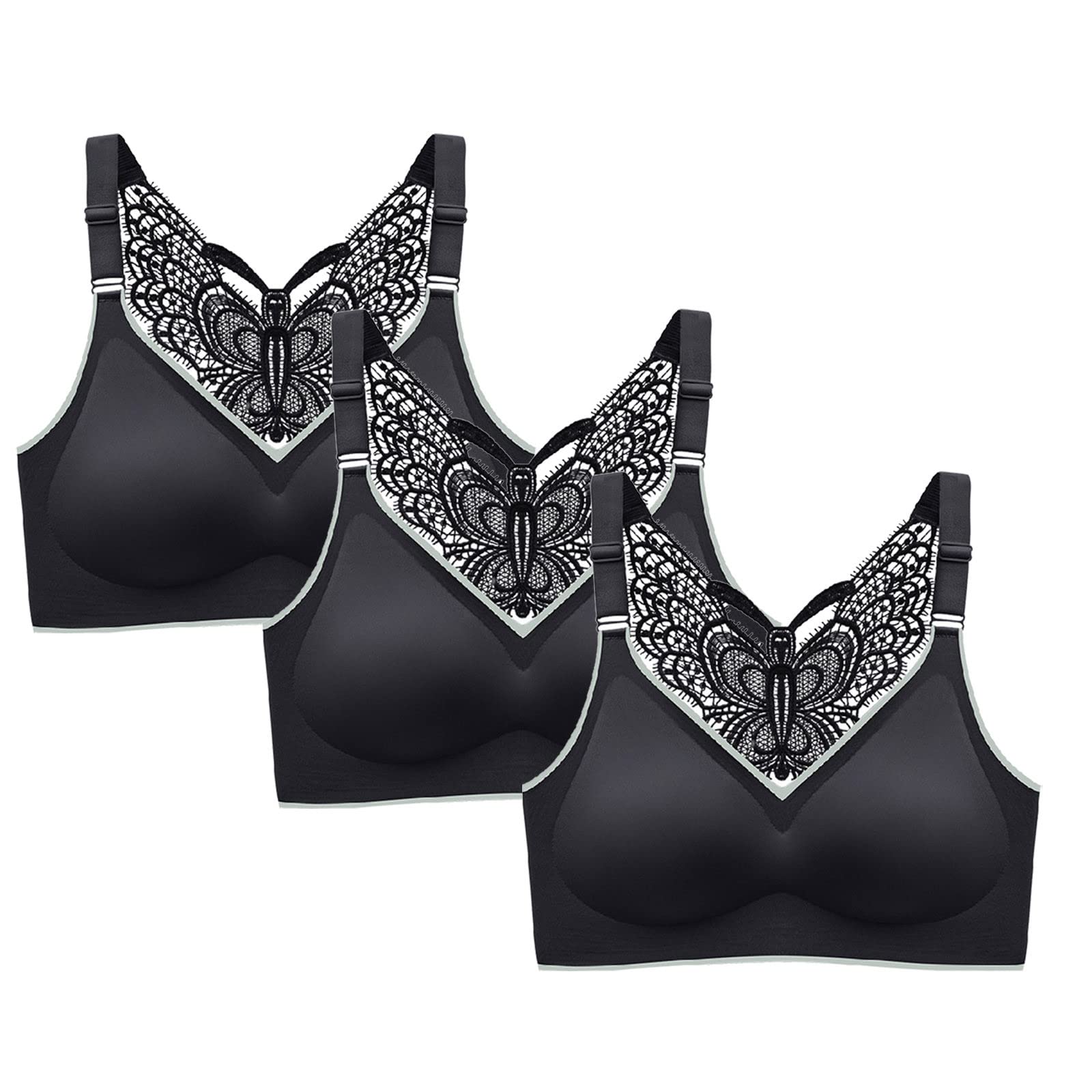 3 Pack Women's Racerback Sports Bras - Seamless High Impact Workout Bra with Padded Support & Butterfly Back Design for Yoga, Gym, Running & Fitness Training