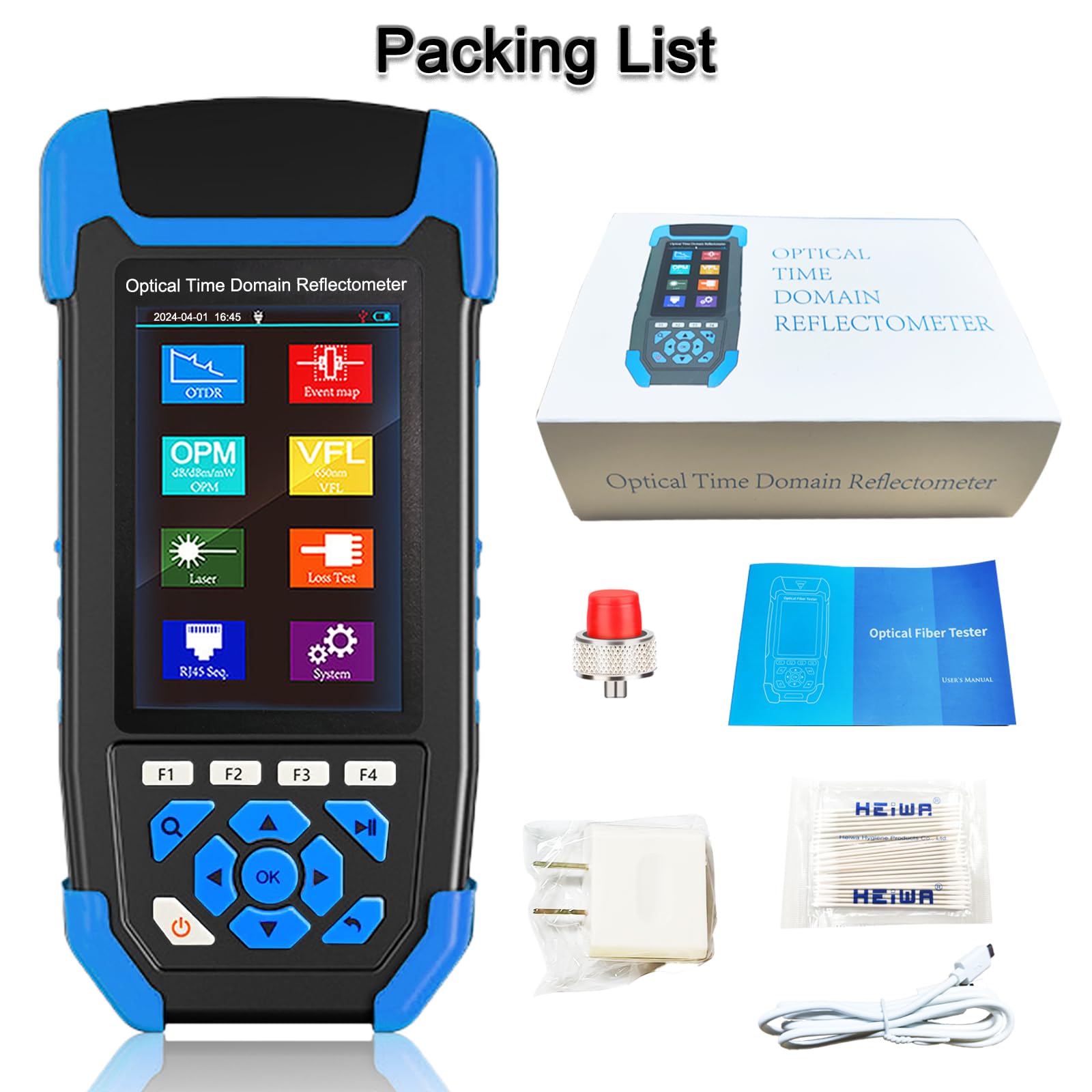 OTDR Optical Fiber Tester Mini-Pro SM 1310/1550nm with Event Map - Multi-Function Tester for OPM, OLS, RJ45 & VFL - 10m-60km Test Range, 24dB/22dB Dynamic Range - FC/UPC, FC/APC, SC Connectors - Perfect for Fiber Optic Network Installation & Maintenance