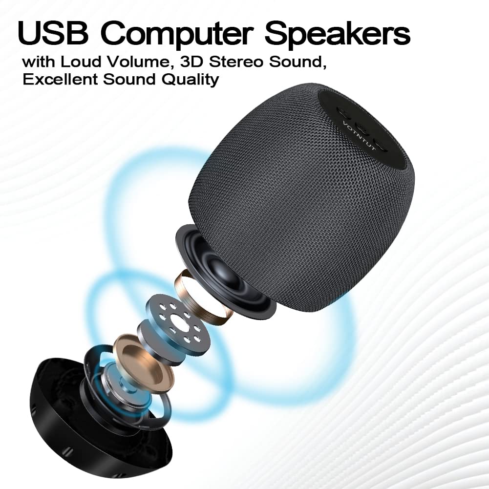 ZETIY USB-Powered PC Speakers - High-Quality Stereo Sound with Enhanced Bass & Louder Volume for Desktop & Laptop - Perfect for Gaming, Music & Home Office (Gray)