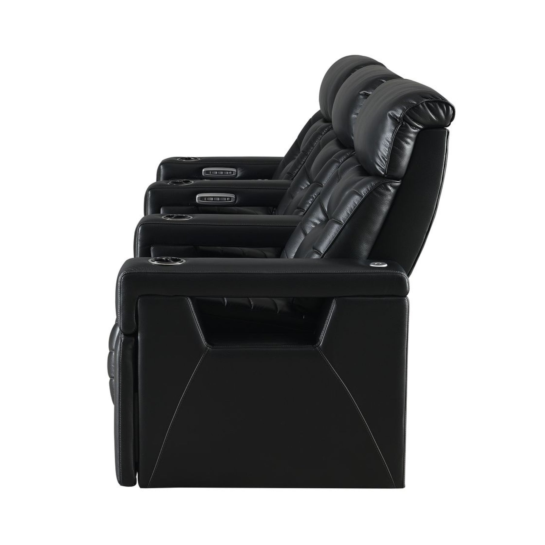 RowOne Triple Recliners - 3-Seater Power Reclining Sofa with USB Chargers, Cup Holders & Lumbar Support | Perfect for Living Room, Home Theater & Family Movie Nights