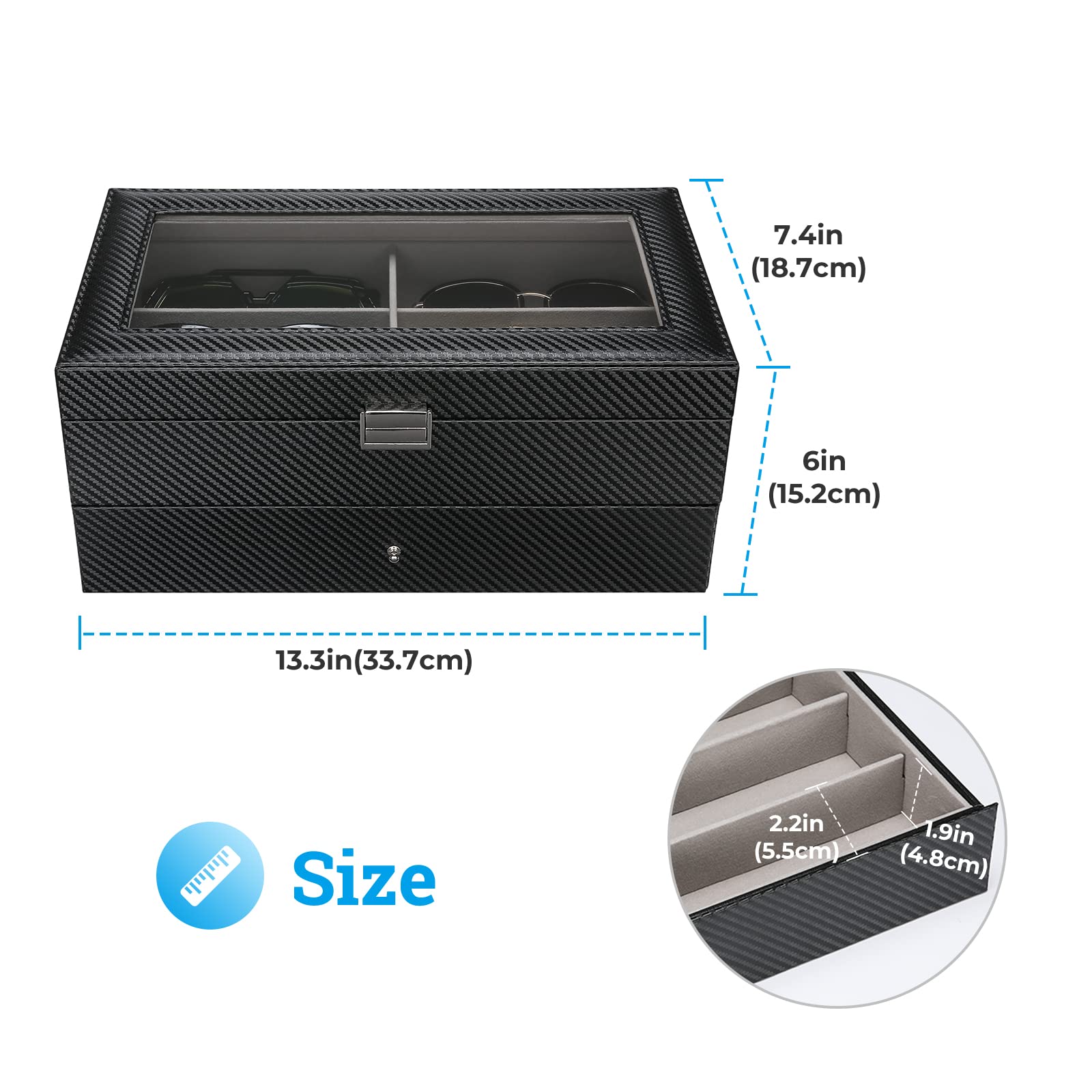 ProCase 12-Slot Leather Sunglass Organizer - Premium Eyeglass Display Case with Stripe Design | Perfect Gift for Dad, Travel & Home Storage Solution