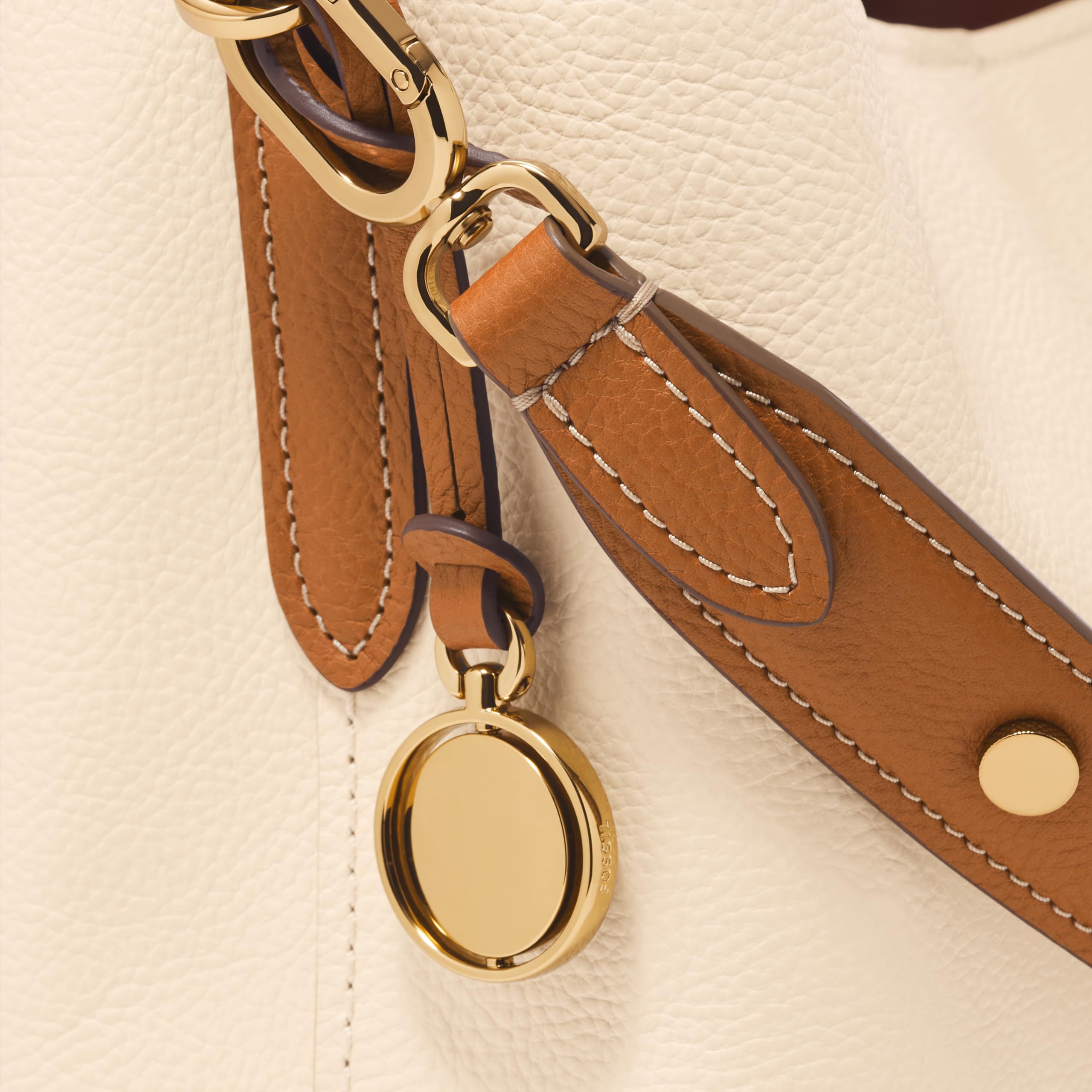 Fossil Jessie Shoulder Bag for Women - Vanilla & Saddle Colorblock Crossbody Purse - Perfect for Work, Travel & Everyday Use