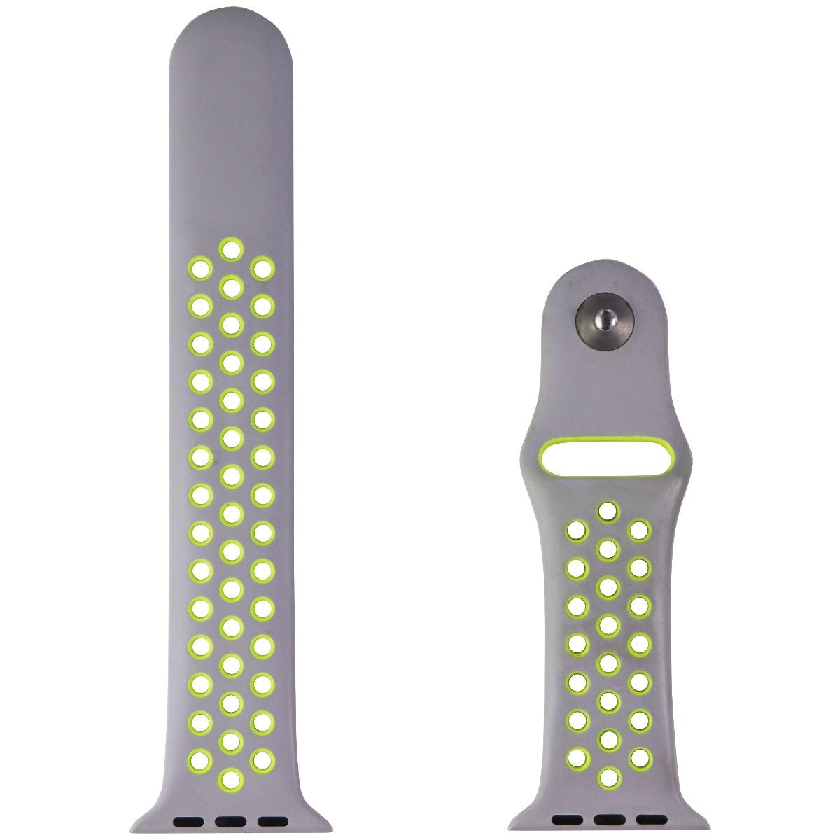 Apple Watch 42mm Nike Sport Band - Compatible with 38mm/40mm/41mm Models - Flat Silver/Yellow (M/L Size) - Perfect for Running, Workouts & Active Lifestyles
