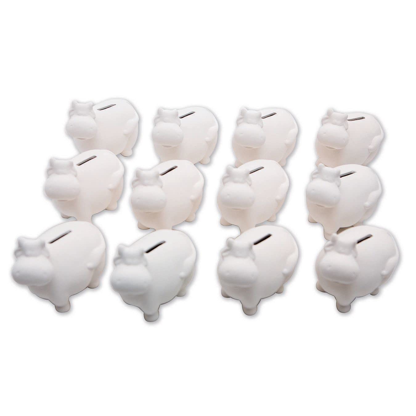 Ceramic Bisque Cow Piggy Bank - Hand-Painted Money Saving Bank for Kids & Adults - Perfect for Home Decor, Gift Giving, and Farmhouse Theming