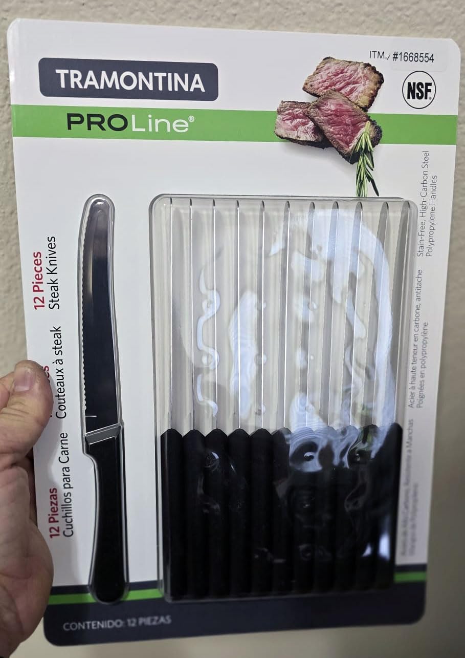 Tramontina Pro Line 12-Piece Steak Knife Set - Premium Stainless Steel Steak Knives for Steak Lovers, Perfect for BBQ, Dinner Parties & Fine Dining