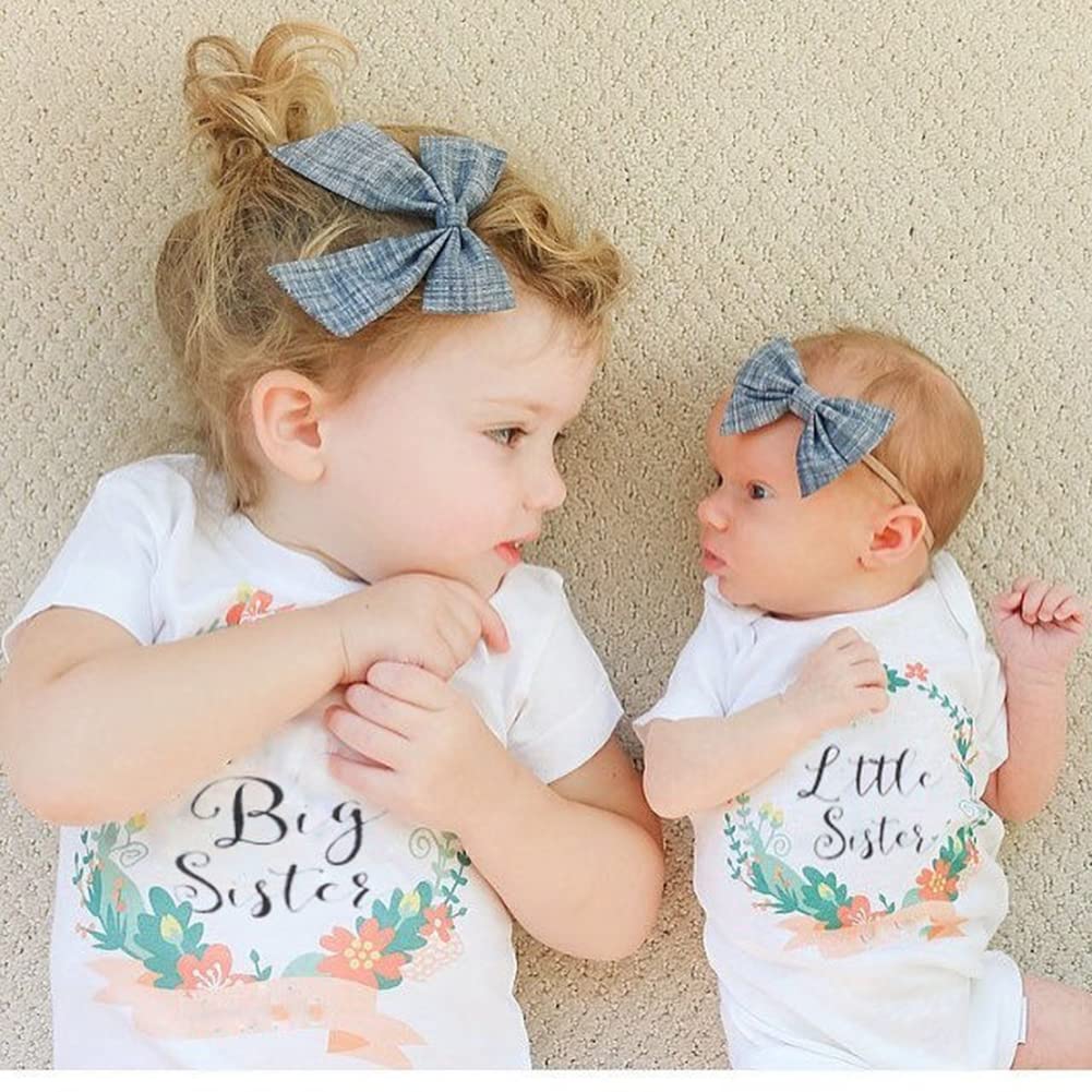 Big Sister Little Sister Matching Outfits - Baby Girl Romper Bodysuit & Tee Shirt Set - Cute Sibling Clothes for Newborn Infant Kids | Perfect for Family Photos, Birthday Parties & Special Occasions