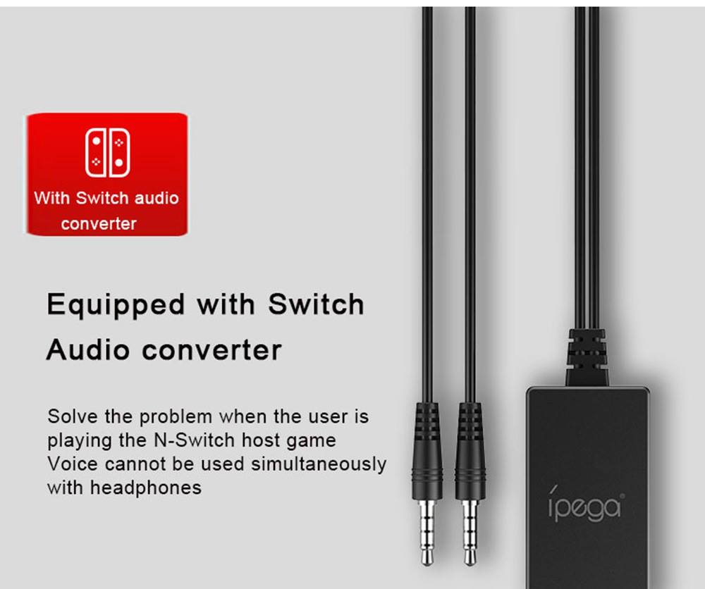 iPega R001 Wireless Gaming Headset for Nintendo Switch, PS4, PC - 3.5mm Aux Compatible - Noise Cancelling Over-Ear Headphones with Mic for Gaming, Streaming & Online Classes