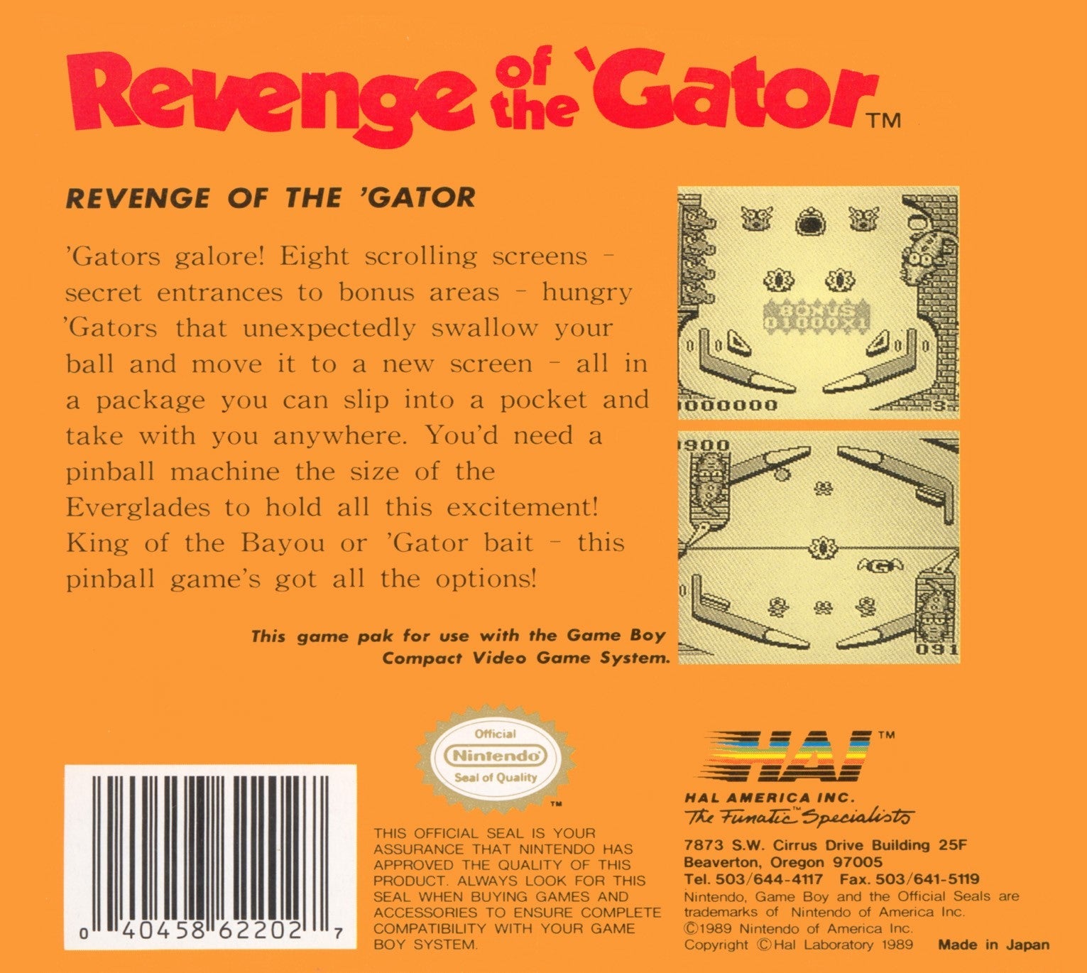 Revenge of The Gator - Classic Pinball Game for Nintendo Game Boy | Retro Gaming Fun for Kids & Adults | Perfect for Home Entertainment & Travel