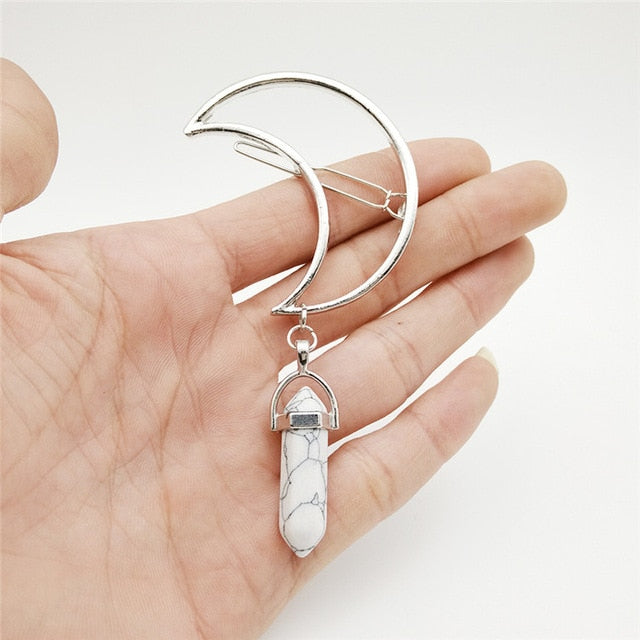 Moon Crystal Witch Hairpin - Elegant Gothic Hair Accessory for Women, Perfect for Halloween, Cosplay, and Witchy Fashion