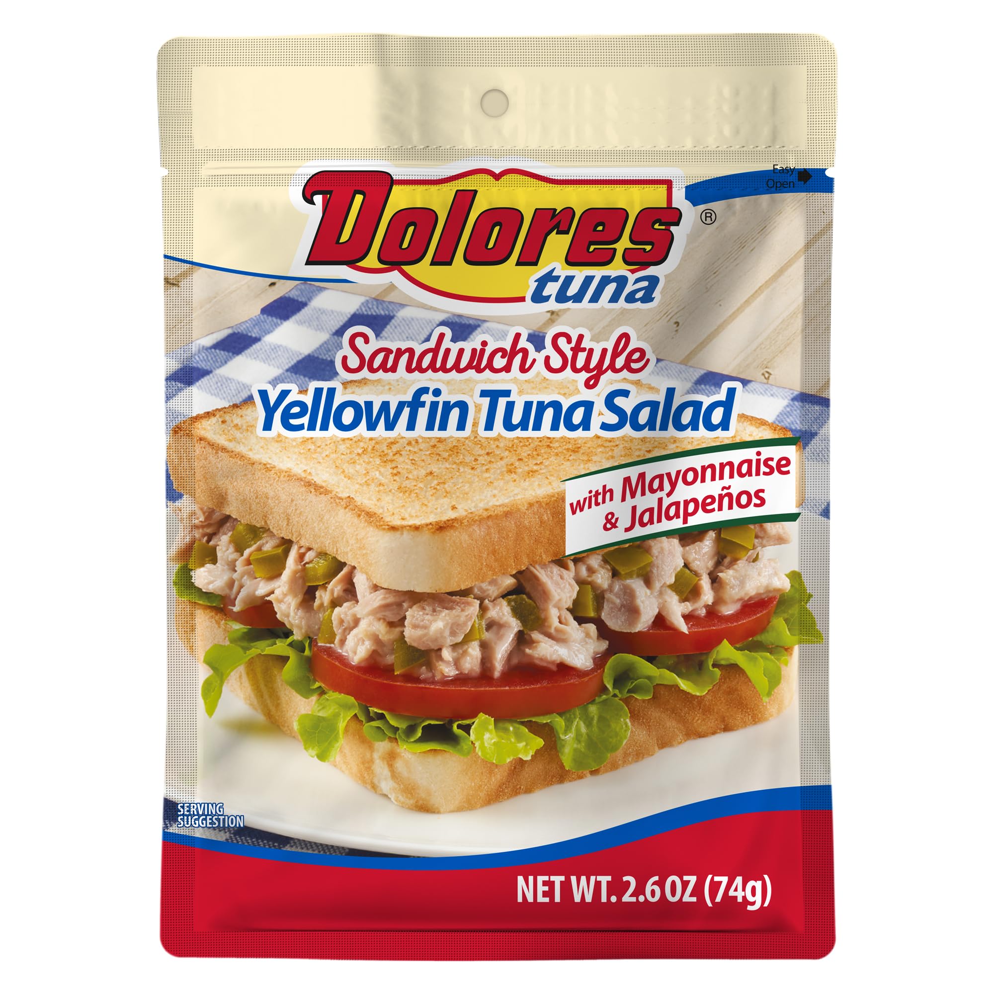 Premium Dolores Chunk Light Yellowfin Tuna with Mayonnaise & Jalapeno Peppers, 2.6 oz (Pack of 24) - Perfect for Sandwiches, Salads & Quick Snacks