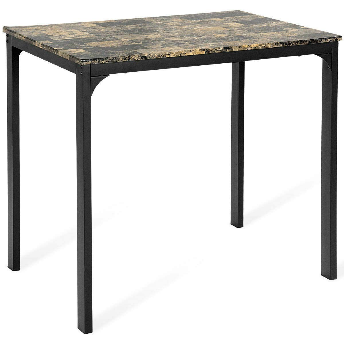 Black Faux Marble Counter Height Dining Set - 2 Chairs & Table for Kitchen, Bar, Breakfast Nook - Modern 3-Piece Kitchen Furniture Set for Small Spaces & Apartments
