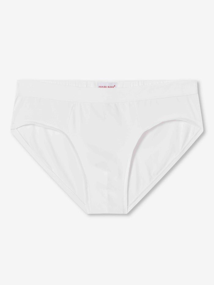 DEREK ROSE Men's Premium Pima Cotton Briefs - Soft White Underwear for Everyday Comfort | Perfect for Work, Gym & Travel