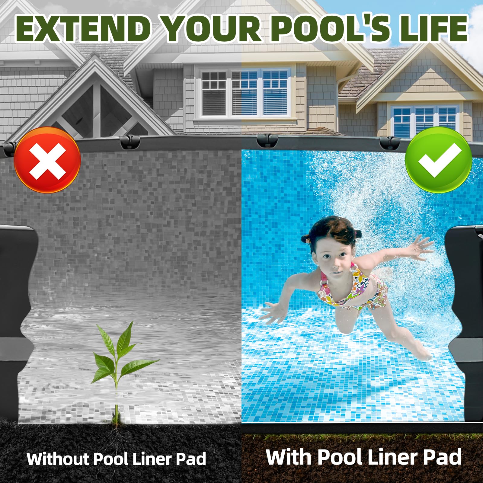 15ft Premium Pool Liner Pad for Above Ground Pools - Heavy Duty Protective Mat Prevents Damage from Rocks, Roots & Sharp Objects - Extends Pool Liner Lifespan (Black) - Ideal for Backyard, Inground & Outdoor Swimming Pool Protection