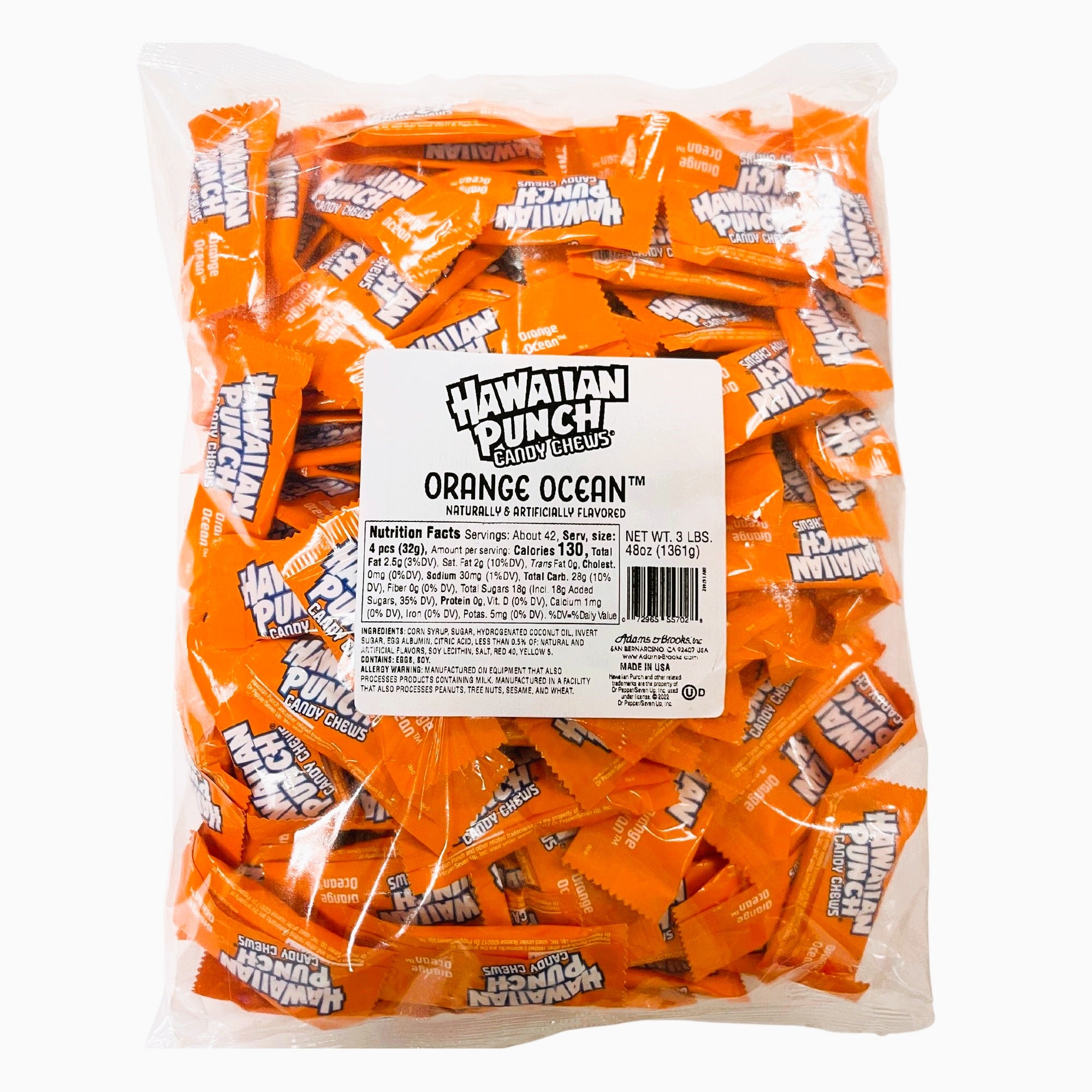 Hawaiian Punch Orange Candy Chews - 3lb Bulk Bag | Tropical Fruit Flavored Soft Chewy Candy for Parties, Snacking & Gifting