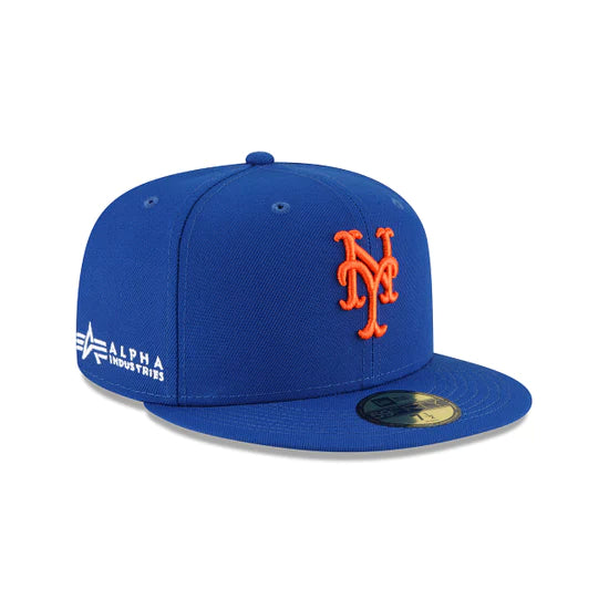 New York Mets Alpha Industry Blue 59FIFTY Fitted Baseball Cap for Men - Official MLB Hat for Games, Sports & Casual Wear