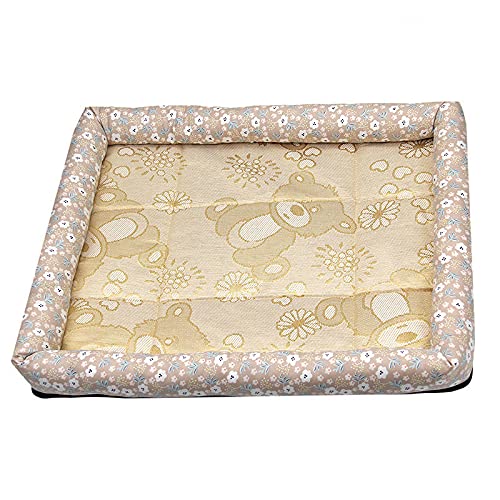 ZMJYH Cooling Pet Bed for Dogs & Cats - Breathable Ice Pad, Waterproof & Washable, 90cm x 70cm Khaki - Perfect for Summer, Indoor/Outdoor Use in Dog Houses & Hot Weather