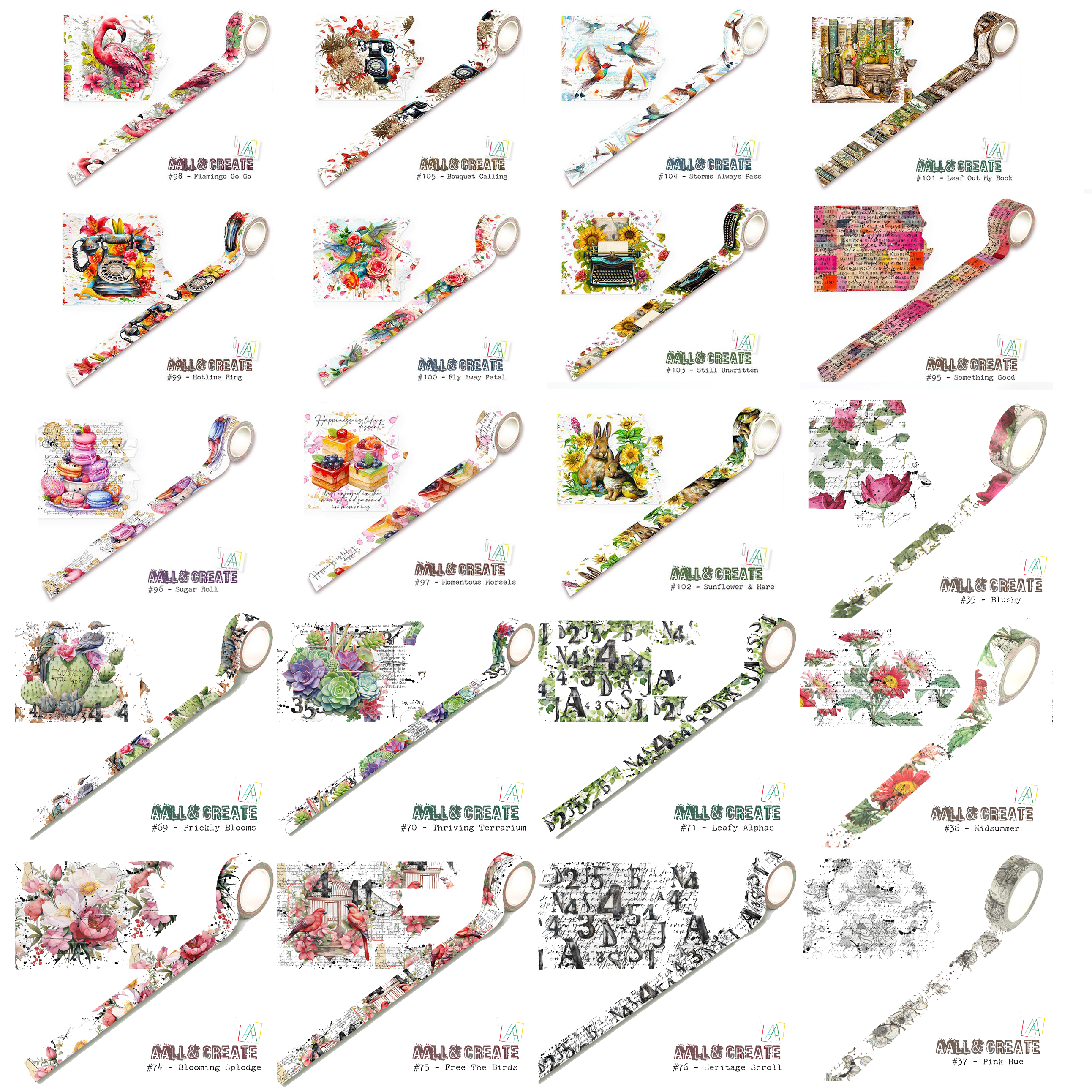 AALL and Create Decorative Washi Tape - Sugar Roll Design for Scrapbooking, Journaling, and DIY Crafts