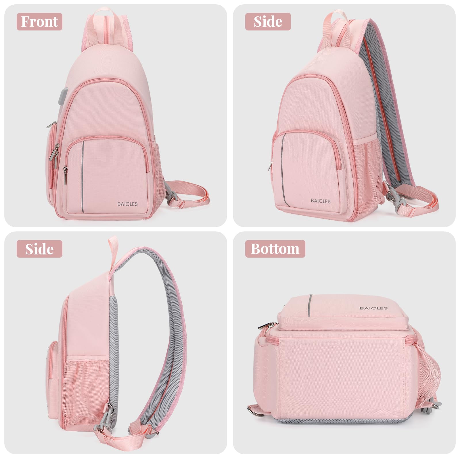 BAICLES Waterproof Shockproof Nylon Camera Shoulder Bag with Lens Organizer - Rose Pink Casual Photography Backpack for DSLR, Mirrorless Cameras & Accessories - Perfect for Travel, Hiking & Outdoor Photography
