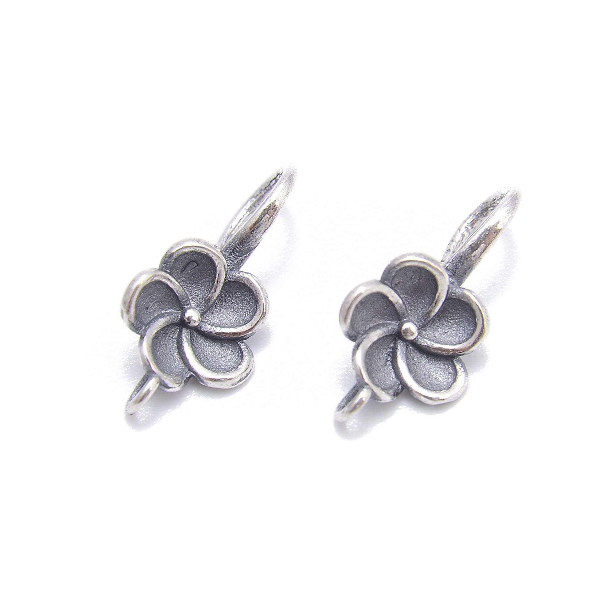 925 Sterling Silver Flower Earrings - Anti-Tarnish Hook Design 9.5x19mm (4Pcs/Bag) - Elegant Jewelry for Women, Perfect for Parties, Weddings & Daily Wear