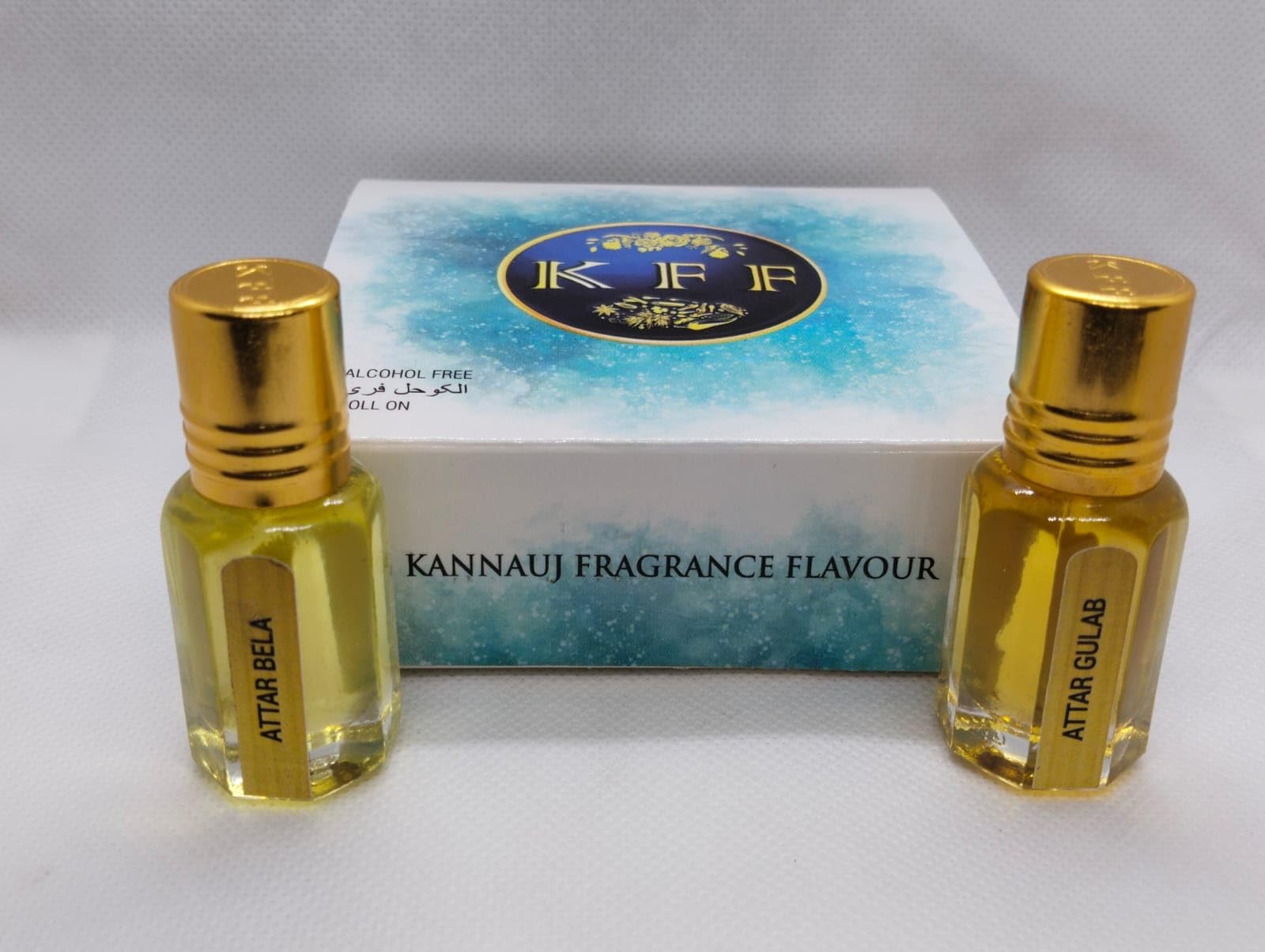Attar Gulab & Bela Combo (Rose & Jasmine Perfume Oil) - Pure Natural Fragrance for Aromatherapy, Meditation & Spiritual Practices