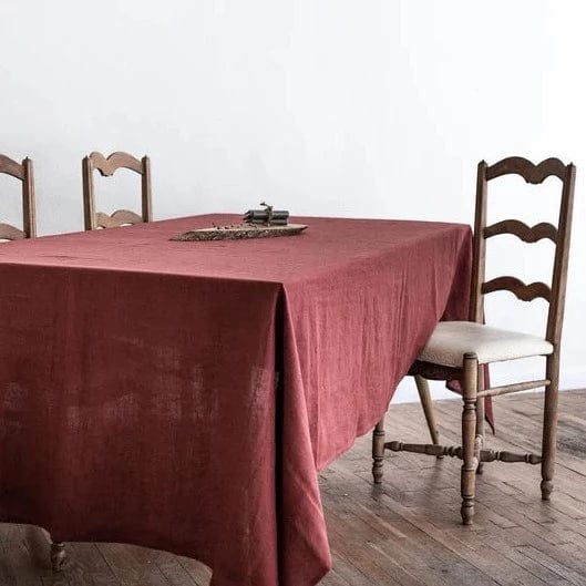 100% Linen Tablecloth - Terracotta Red - Premium Natural Fabric for Dining Room, Kitchen, or Outdoor Picnic Table Decor