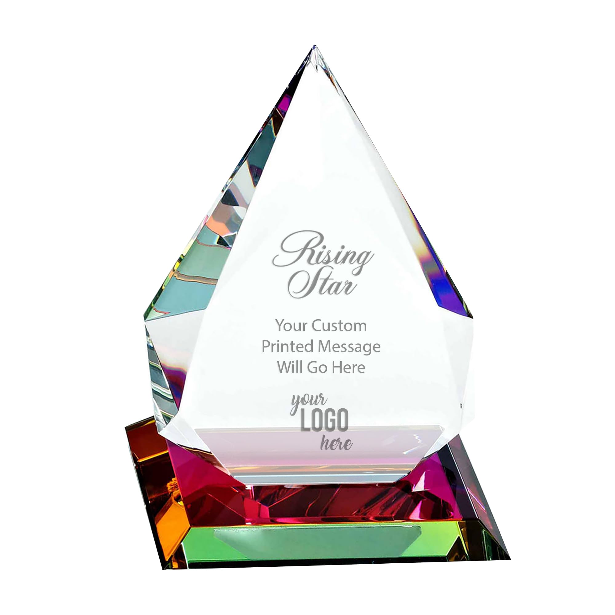 Custom Engraved Vibrant Crystal Trophy Award - Personalized Recognition Gift for Employees, Business Achievements & Milestones | Office Decor, Corporate Events, Retirement Gifts