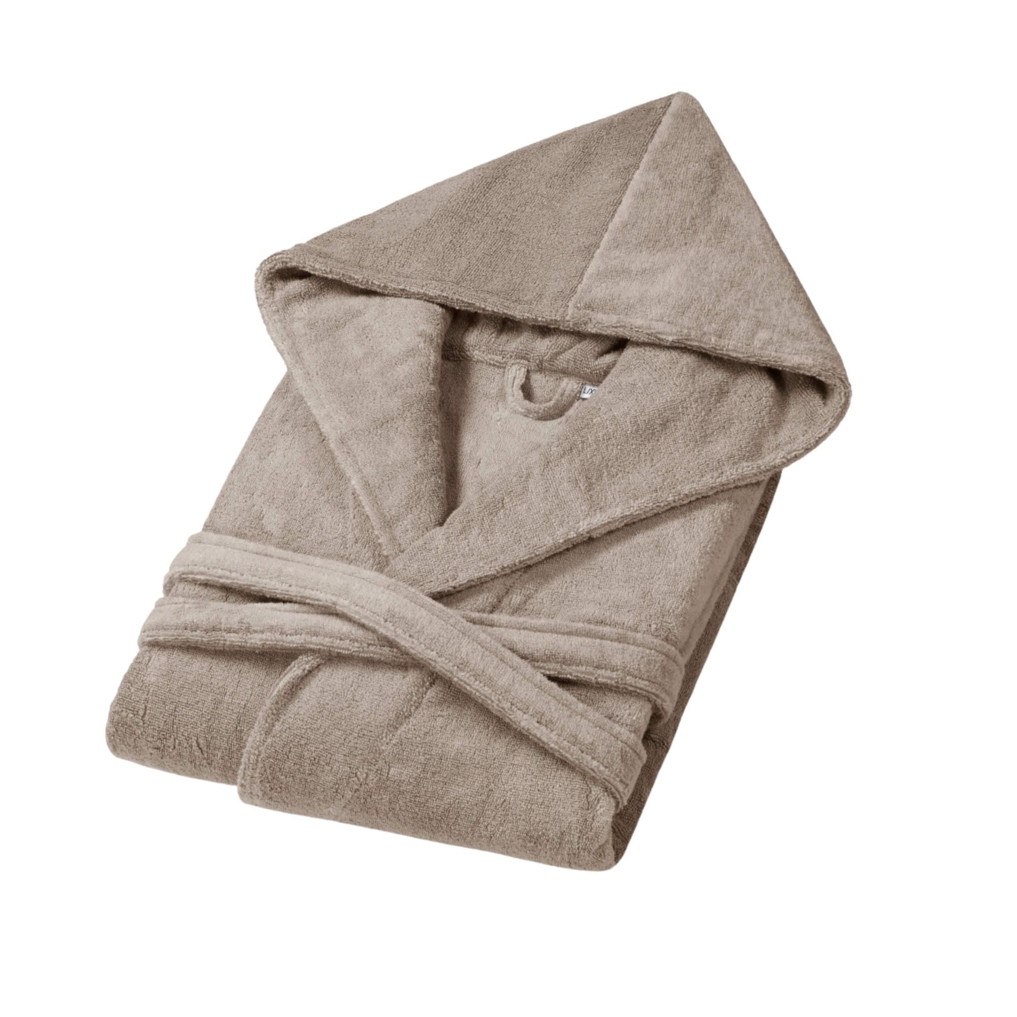 Premium 100% Cotton Unisex Chicago Hooded Bathrobe - Soft Warm Grey for Spa, Lounge & Hotel Comfort