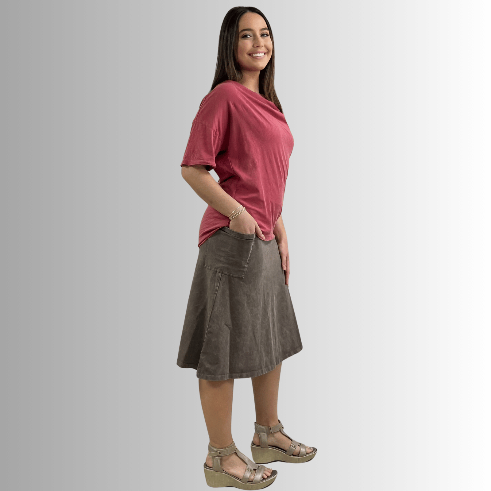 Julianne Cotton Cowl Neck Slub Tee - Soft & Comfortable Women's Casual T-Shirt for Everyday Wear | Perfect for Layering, Work, and Weekend Outfits