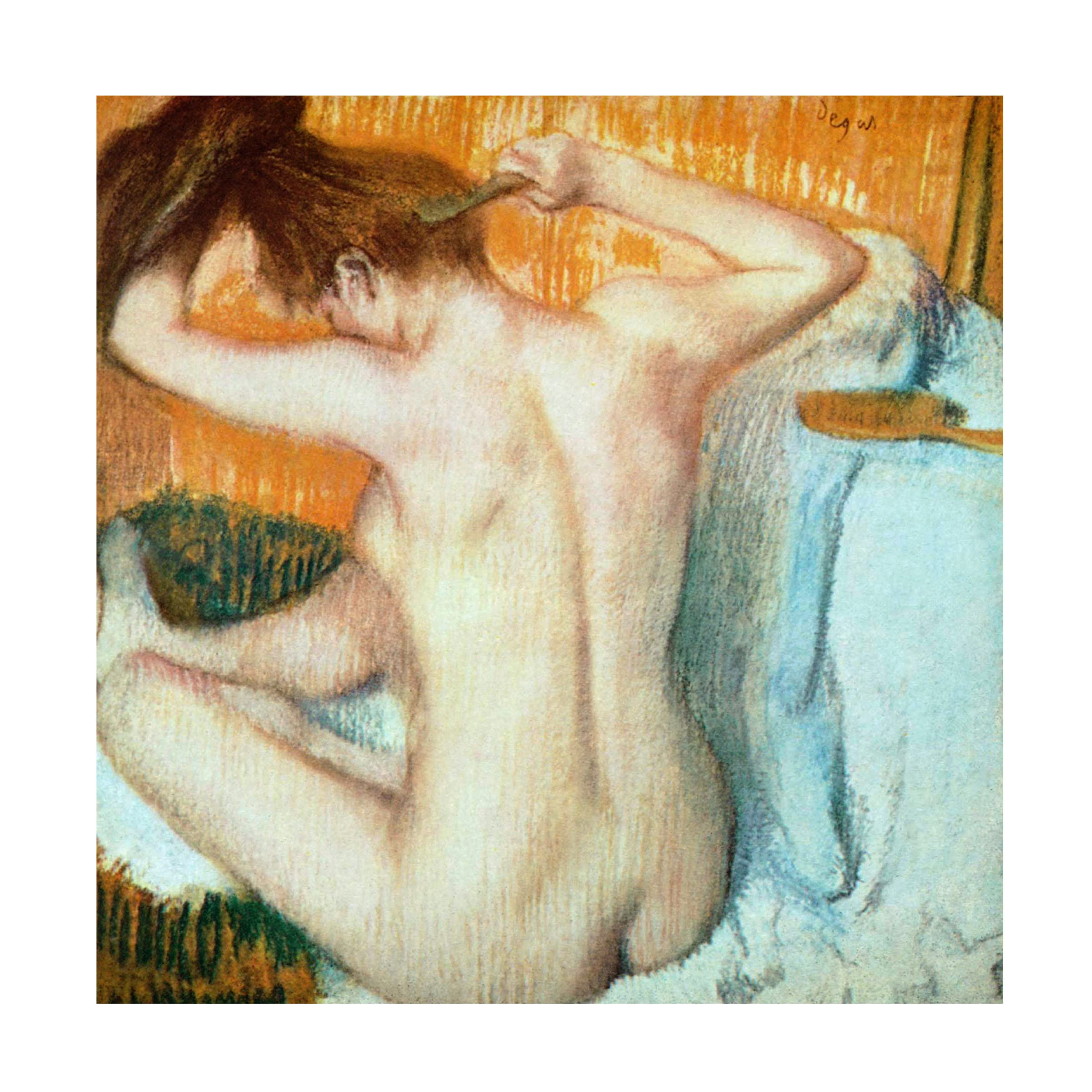 Edgar Degas 'Woman Combing Her Hair' Canvas Wall Art Print - Famous Impressionist Painting Reproduction for Home & Office Decor