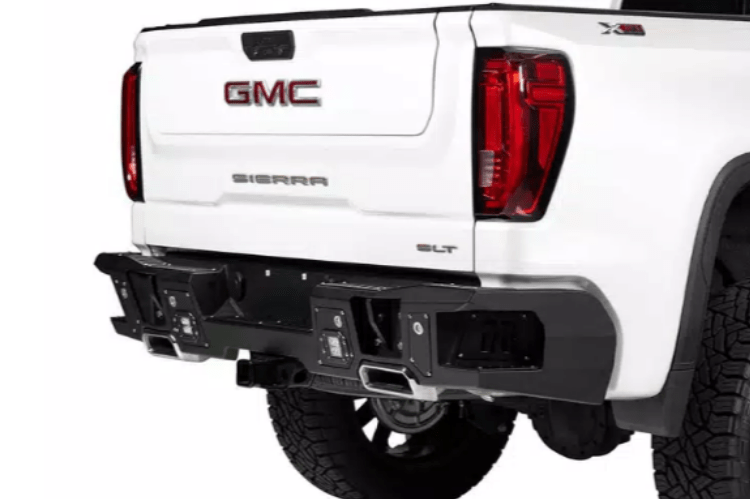 Bodyguard DGC19ANLT GMC Sierra 1500 2019-2024 Rear Bumper - No Sensor Light Cutouts, Dual Exhaust Compatible - Perfect for Off-Roading & Truck Upgrades