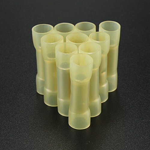 Heat Shrink Connectors - 1000pcs Yellow Insulated Electrical Splice Shrinkable Butt Connectors for Automotive, Marine & Home Wiring Repairs