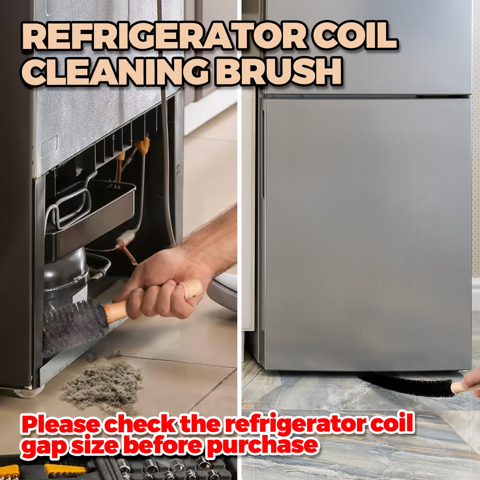 Holikme 2 Pack Dryer Vent Cleaner Kit - 27 Inch Flexible Lint Brush & Refrigerator Coil Cleaner for Efficient Home Appliance Maintenance | Perfect for Dryer Ducts, AC Units & Radiator Cleaning