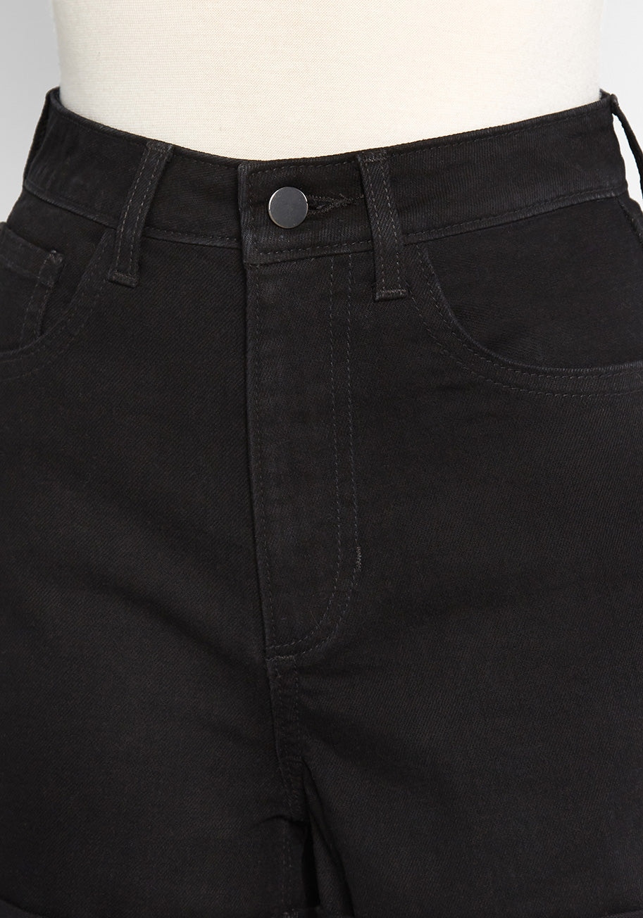High Rise Denim Shorts for Women - Trendy Summer Fashion with Stretch Comfort - Perfect for Beach, Parties & Casual Outings