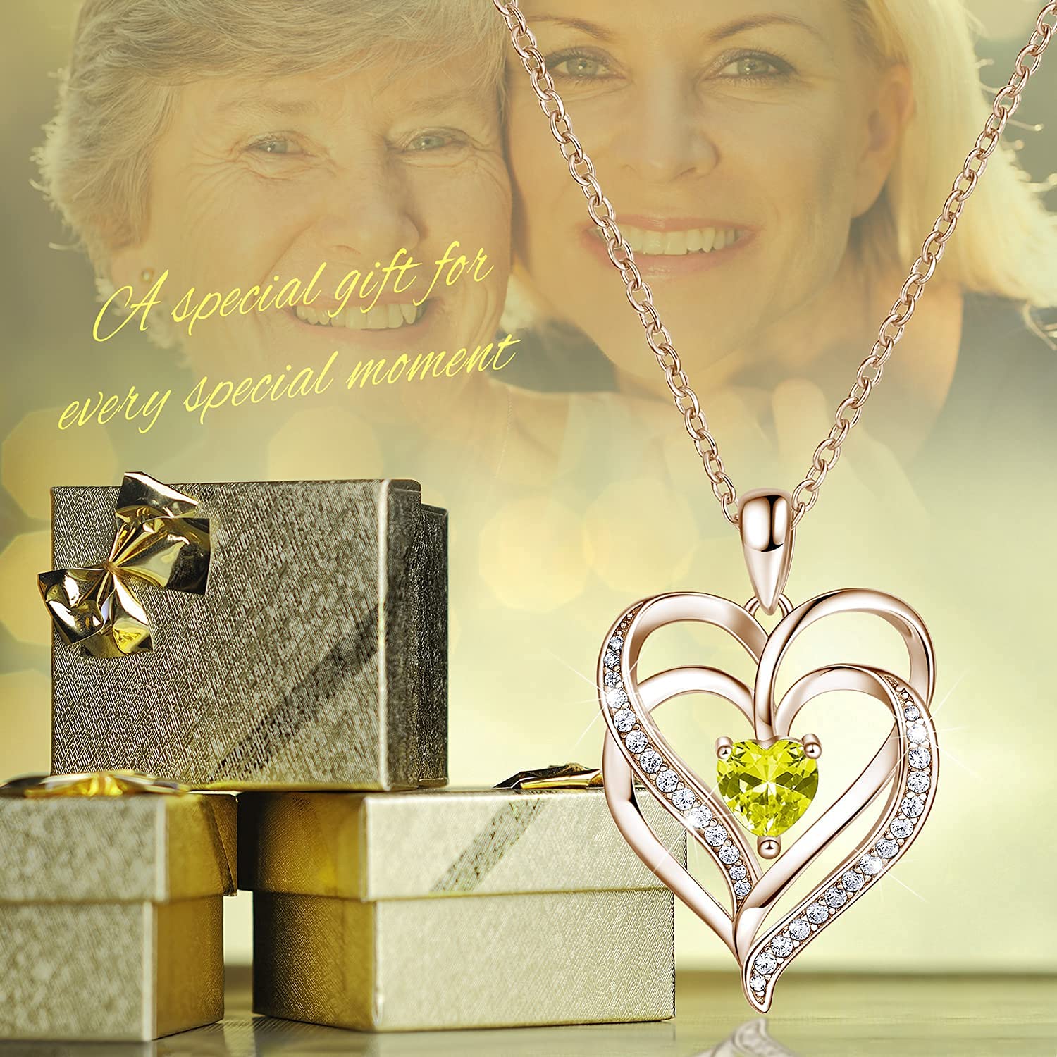 925 Sterling Silver Birthstone Necklace for Women - Personalized Heart Pendant Jewelry for Mom, Grandma, Sister & Best Friends | Perfect Graduation, Anniversary & Birthday Gift | Elegant Everyday Wear & Special Occasion Jewelry