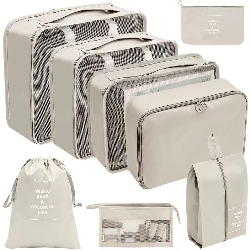 8-Piece Packing Cubes Set - Lightweight Luggage Organizers for Travel & Storage